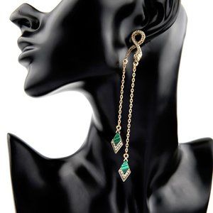 *Marbled Jade Diamond Snake Drop Earrings